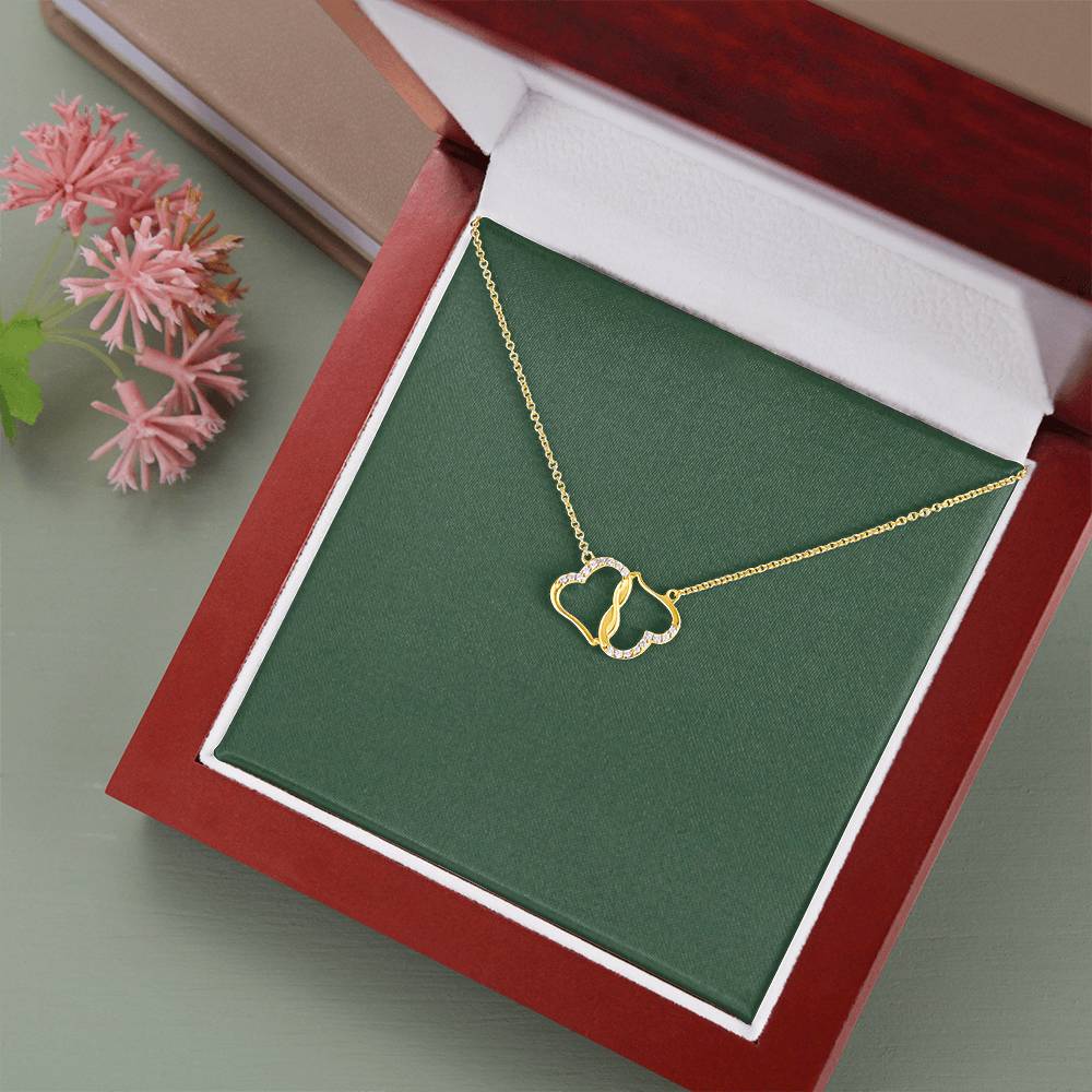 Everlasting Love 10K Solid Gold Necklace w/Mahogany Style Gift Box